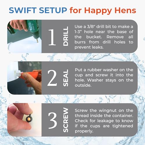 Lil'Clucker Large Automatic Chicken Waterer Cups | Chicken Water Feeder Suitable for Chicks, Duck, Goose, Turkey and Bunny | Poultry Water Feeder Kit (Orange, 12-Pack) - size: 12-Pack