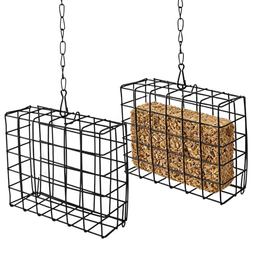 2Pcs Outdoor Suet Cage Bird Feeder, Suets Hanging Bird Feeder fo Attracting Birds, Single Suet Cake Capacity, Fruit Holder Style for Garden Yard Outside Hanging