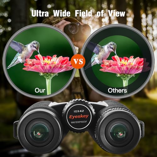 8x42 HD Wide-View Binoculars for Adults with Low Light Night Vision – Ultra-Bright Waterproof Binoculars with Smartphone Adapter for Hunting, Bird Watching, Stargazing & Outdoor Travel - color: Black-8x42