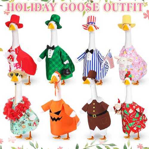 8 Set Boy Style Porch Goose Outfit 23inch, Seasonal Bundle | For Lawn Yard Decor, Seasonal Themes Include Fall Halloween Thanksgiving Christmas Valentines Easter Summer, Dress Hat Set - size: 23Inch, style: Boy Style