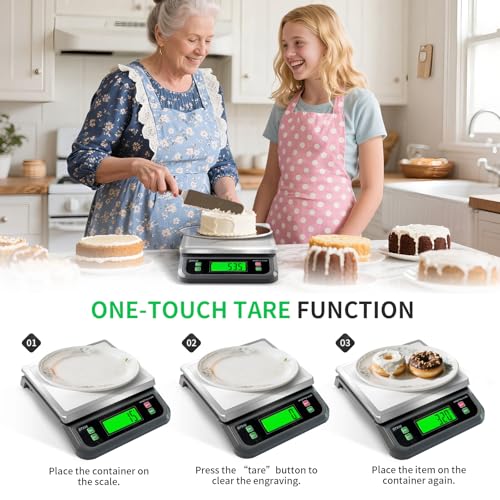 Large Digital Kitchen Scale40kg Stainless Stee with 6 Unit Tare PCS Funtion | Food Scales 88lbs with LCD Display for Baking, Bread, Cooking, Meat, Vegetables, Farm with Adapter Grey - color: Grey-40kg, size: Grey-40kg