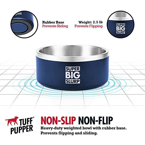 Tuff Pupper 100 oz Heavy Duty Insulated Stainless Steel Dog Bowl for Large Dogs, Non-Slip Base, Dishwasher Safe - color: Midnight Blue, size: 100oz