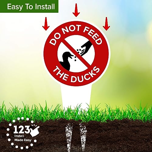 Do Not Feed the Ducks Sign, 11"x21", Heavy Duty Integrated Ground Stakes, Indoor/Outdoor Use, Rust Free Aluminum Composite, Made in USA by My Sign center - color: Ducks, size: 11"x21"