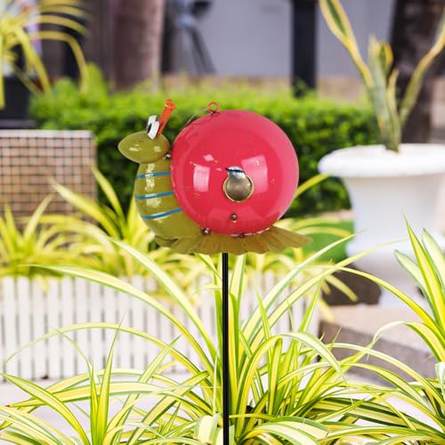 37" Bird Houses for Outside, Outdoor Metal Snail Birdhouse with Hanging String & Poles for Patio, Yard, Garden - style: Snail