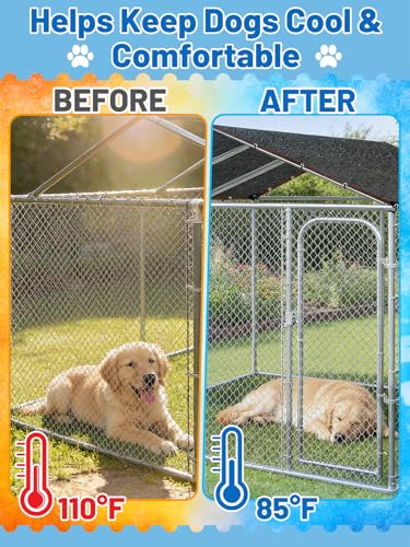 MEWTOGO 95% High Density Dog Kennel Shade Cover - 10x10ft Mesh Shade Cloth | Anti-Tear, Easy Setup, Provides Perfect Shade, for Garden Outdoor Patio Greenhouse Balcony Chicken Coop Pet Crate - size: 10x10ft