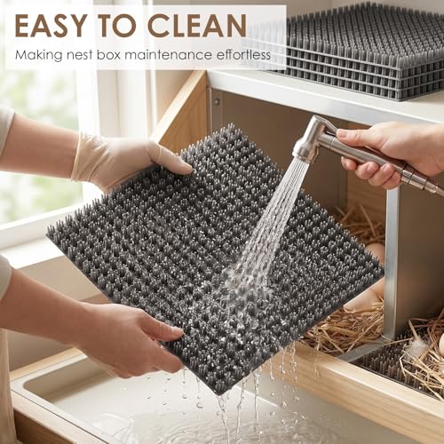 16 Pcs Washable Chicken Nesting Pads Bulk 11.8''x13.8'' Reusable Chicken Laying Pads for Coop Bedding Ultra Soft Artificial Nesting Box Pad for Pets, Garden Outdoor(Grey) - color: Gray