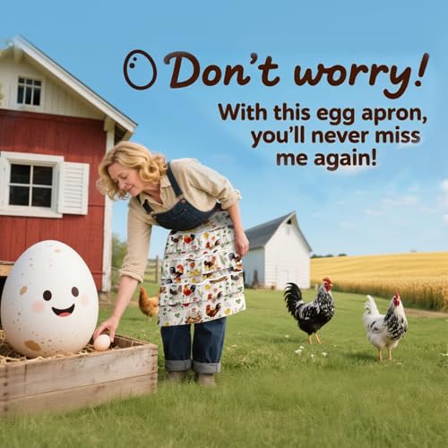 CUTHOLLOW Egg Collecting Apron for Adlut, Housewife, 18 Deep Pockets Hen Egg Gathering Holding Apron with Elastic Closures - style: Chicken Flowers