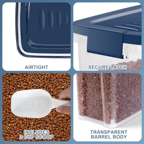 5-7Lbs Dog Cat Storage Container with Airtight Lids, With Locking Lids Plastic Bin PBA-Free for Pet food, Rice, Rice, Oatmeal, Bird Seeds, Flour, Dried Fruits, Easy to Carry and Clean-Cool Blue - color: Cool Blue (5L-1Pack)