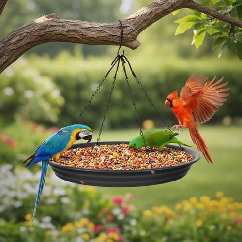 2 Sets 12.8'' Bird Seed Catcher Tray, Bird Feeder Platform Large Hanging Tray Squirrel Feeder Fits Most Feeders Catches Most Falling Seed and Husk for Outdoors, Backyard, Garden