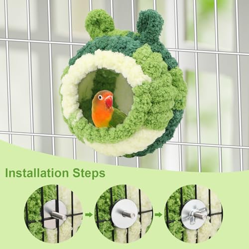 Wontee Bird Nest Bed Breeding House Winter Warm Snuggle Hut for Budgies Parakeets Cockatiels Lovebirds Canaries (Green) - color: Green
