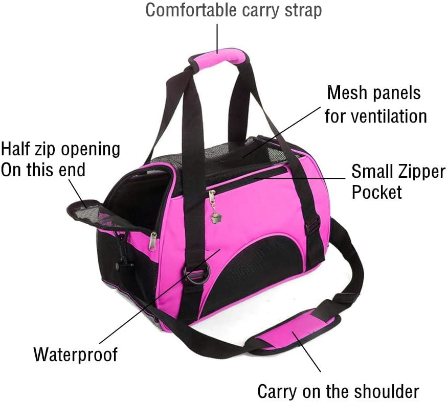ZaneSun Cat Carrier,Soft-Sided Pet Travel Carrier for Cats,Dogs Puppy Comfort Portable Foldable Pet Bag Airline Approved (Small Rosered) - color: Small-RoseRed