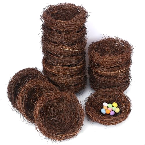 15 PCS 5.9 Inch Artificial Bird Nest for Crafts, Handicraft Rattan Bird's Nest, Small Bird Nest, Bird Nest Decorating Kit for Holiday, Table, Garden, DIY Terrarium Decor - size: 15 PCS 5.9 Inch