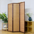 3 Panel Bamboo Room Divider Screen,5.6 FT Tall Bamboo Divider Folding Panel Screen,Freestanding Panel Divider for Room Seperation,Brown - color: Brown, size: 3 Panel