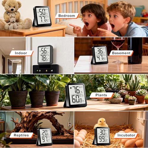 2 Pack Room Thermometer Small Hygrometer Indoor Humidity Monitor Sensor, Digital Temperature and Humidity Meter Gauge for Home, Baby Nursery, Reptile, Greenhouse - Battery Included