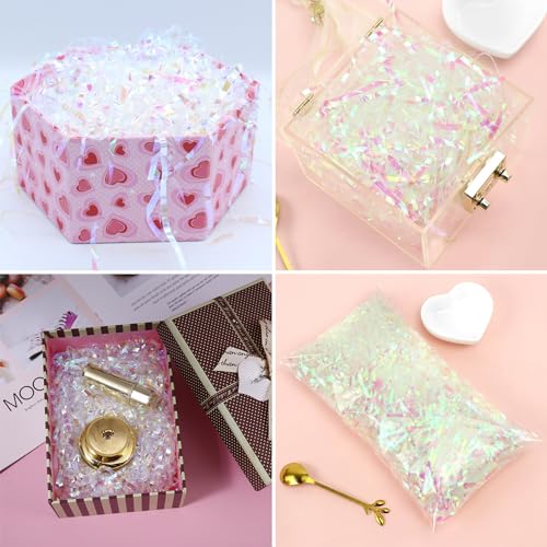 PEVOGON Easter Grass Bulk Filler Paper Shreds for Easter Basket Gift Packaging Filling Egg Stuffer Party Supplies(Colorful White) - color: Colorful White