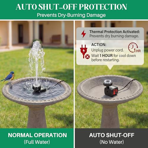 Bird Bath Fountains with 12 LED Lights, 24 Hour Working Fountain Pump with Light, Adjustable Watering Submersible Pump for Outdoor Water Garden, Pond(Cool White) - color: Cool White
