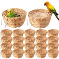 SiliFine 20 Pack Handmade Bird Nest for Cage, Bamboo Opened Finch Nest, Hanging Canary Hatching Breeding Cave House with Metal Hook for Budgie Parakeet Cockatiel Small Bird Garden Yard Decor