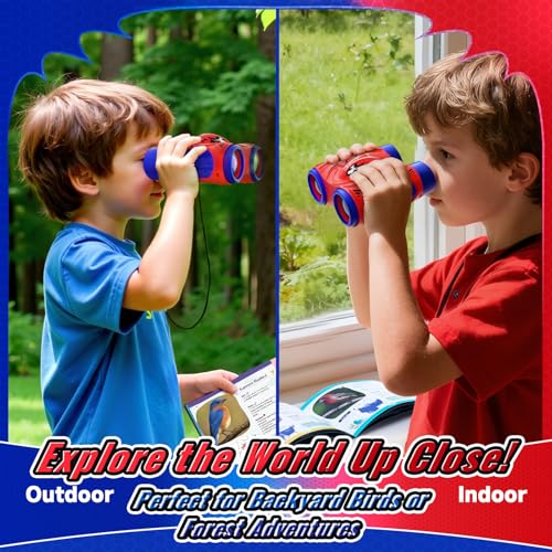 Boy Toys Age 3-12,Binoculars for Kids with Bird Watching Manual&Compass,Outdoor Camping Backyard Toddler Toys,3 4 5 6 7 8 9 10 11 12 Year Old Xmas Birthday Gifts,3-4 4-6 6-8 8-12 Year Old Kids Gift