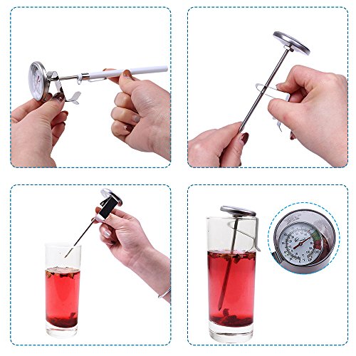 Instand Read 2-Inch Dial Thermometer(2 Pack),Best for The Coffee Drinks,Chocolate Milk Foam - size: 0~220℉(2Pack)