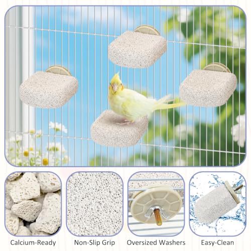 BNOSDM 4 Pcs Bird Beak Grinding Stone Calcium Parrot Perch Stand 2.8*2.6in - color: 4 Pcs- White (M)
