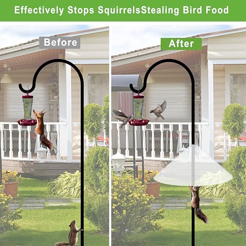Squirrel Baffle for Bird Feeder Pole - 19 Inch for Shepherd’s Hook, Squirrel Proof Cone (1 Pack, Semi-Transparent) - color: Clear