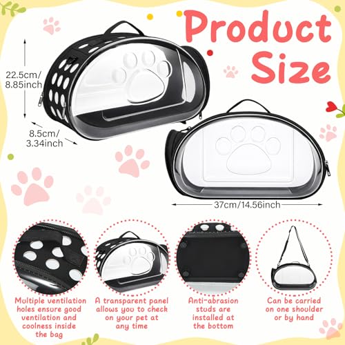 Hsei Small Pet Carrier Bag Portable Small Animal Travel Bag with Clear Side Panel Shoulder Strap for Hamster Chinchilla Rabbit Hedgehog Sugar Bird Lizard
