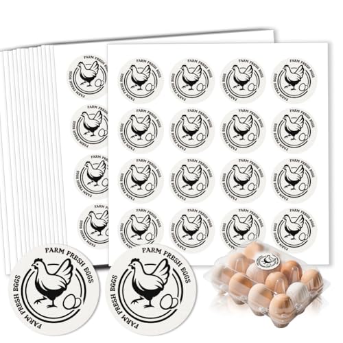 320 Pcs Farm Fresh Eggs Labels, 2 Inch Round Simplicity Retro Style Egg Carton Sticker Waterproof Adhesive Egg Packaging Sticker for Box Container Carton Farm Supplies - color: Minimalist Style