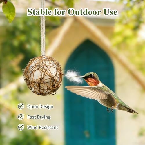 GUTE Globe Hummingbird Nesters 3Pcs Natural Material Refillable Ball | Natural Nesting Material,Refillable Design,Weather-Resistant,Quick-Dry,Hanging Station,For Wrens/Finches,Indoor/Outdoor. - size: 3Pack