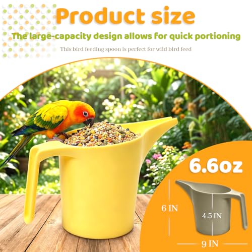 4 Pcs Bird Seed Scoop,Large Capacity Pet Food Scoop,Narrow Spout Design,Durable Material for Tube Feeders, Bird Feeders,Small Animal Cages for Bird Owners and Pet Lovers (Grey,Beige)