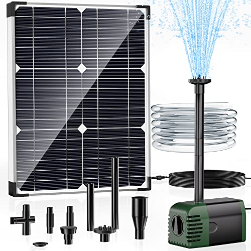 Solar Water Pump Fountain,20W Solar Fountain Pump 320GPH Solar Powered Water Pump with Adjustable Flow, PVC Tubing and 16.4ft Cord Length for Ponds, Garden, Waterfall, Fish Pond - size: 20W