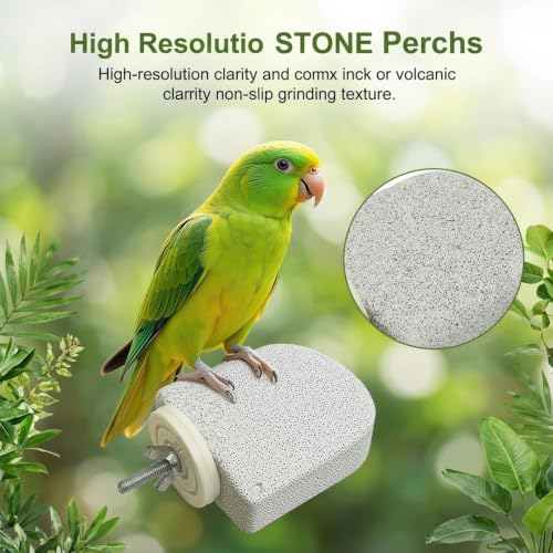 Bird Perch Stand, Volcanic Stone Parakeet Platform, Beak Grinding and Foot Exercise Toy for Small Birds, 2.56x2.75 in, 4 Pack