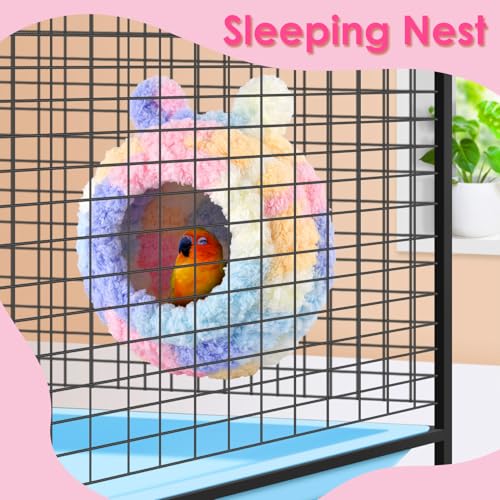 KATUMO Lovebird Nest, Bird Breeding Bed Parrot Snuggle Hut Conure House for Budgie Cockatiel Conure Lovebird Canary Finch Hamster Small Pets - size: L (Pink)