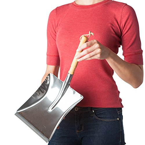 REDECKER Horsehair Fiber Hand Brush and Dust Pan Set - Wooden Broom and Dustpan Set for Home - Outdoor Dust Pan and Brush - Oiled Beechwood Handles - Large Capacity Stainless Steel Dust Pan