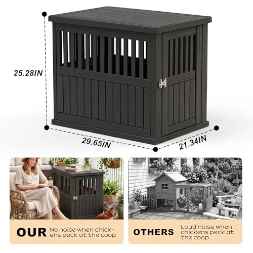 Durable Resin Chicken Coop End Table, Weatherproof (Black) - color: New Black, size: 29.7"L x 21.3"W x 25.3"H