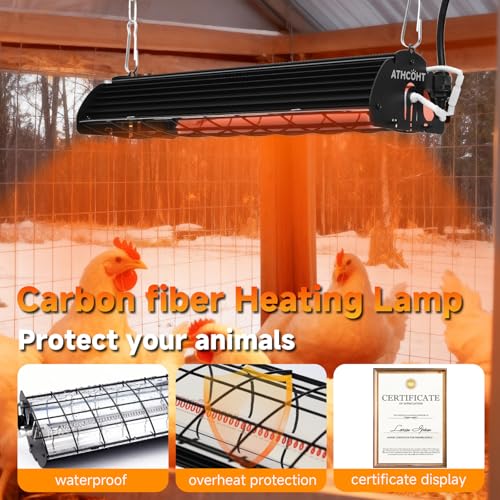 400W Heat Lamp for Chickens Upgraded 12000H Large Chicken Coop Brooder Heater Carbon Fiber Bulb Waterproof Adjustable 2 Mode Temp Safe Design for Chicks Poultry Pets 2 Pack(Extra Large) - size: Extra Large(Includes 2 Frames + 2 Tubes)