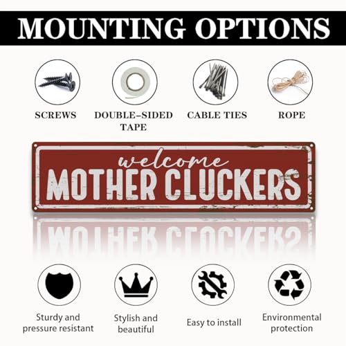 Rustic Farmhouse Style Chicken Coop Sign, Metal Outdoor Chicken House Signs, Welcome Mother Cluckers, Retro Metal Tin Sign, Farmhouse Decor, Backyard Hen House Gift 15.8x4 Inch - color: Farmhouse 13