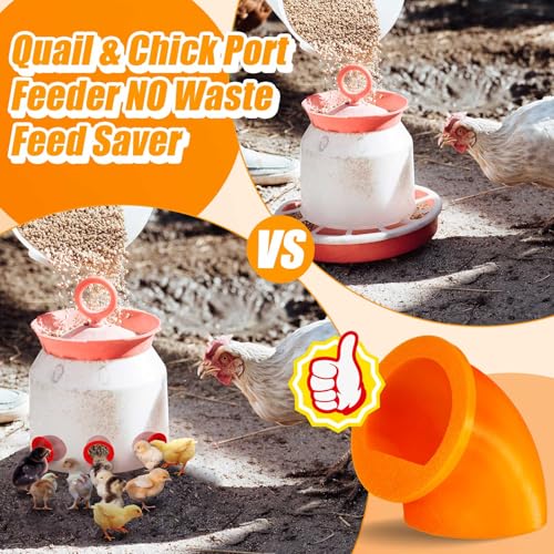 Teenyyou 20 Pack Quail Feeders No Waste Chicken Feeder Port DIY Chick Feed Saver Quail Supplies for Coturnix Small Poultry Farm Bucket Bin Container (1.5 Inch,Orange) - color: Orange, size: 1.5 Inch