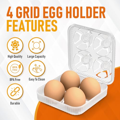 ZPU Egg Holder Camping, 1Pcs 4 Grid Egg Container, Plastic Egg Carrier for Camping Picnic Travel Outdoor Refrigerator Kitchen, Clear White - color: White-1pcs