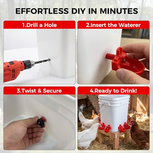 Automatic Chicken Water Nipples and Chicken Water Cups with Drip Catchers, Leak-Proof Gravity Fed Poultry Watering System with Drill Bit for Hens, Ducks and Quails (8 Pack) - color: 8 Pack