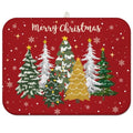Christmas Kitchen Countertop Dish Drying Mat, Red Christmas Tree Snowflake Pattern Microfiber Kitchen Drying Mat, Washable Absorbent Countertop Xmas Winter Holiday Dish Mat Drainer,18x24Inch - color: christmas, size: 18" x 24"