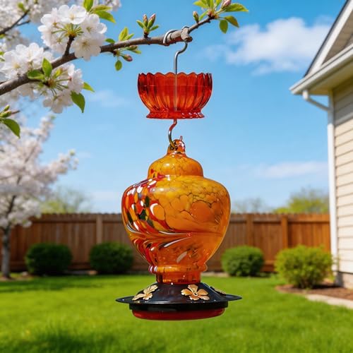 9oz Plastic Ant Moat for Hummingbird Feeder, 2-Pack Red Daisy Insect Guard | Stainless Hooks, Vintage Ruby Floral Buffer, Transparent Nectar Protector, Water Barrier Blocking Bugs, 9 Ounce/270ml - color: Red, size: 2PC/Pack