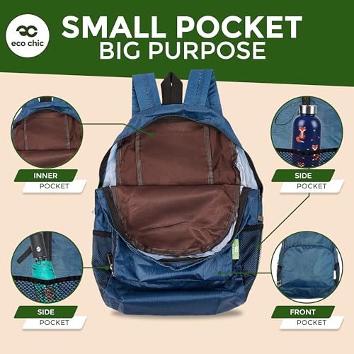 ECO CHIC Hiking Lightweight Packable Backpack - Foldable Daypack for Travel & Hiking & Outdoor Adventures - Waterproof Backpack from Recycled Materials (Woodland Olive) - color: Woodland Olive