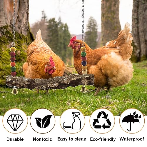 Chicken Bird Swing,Chicken Perch,Natural Wooden Swing Toys,Wood Stand for Chick,Safe and Relief of Stress,Chicken Coop Accessories,Coop Swing for Chicken Bird,Parrot,Hens (2pcs) - color: 2pcs