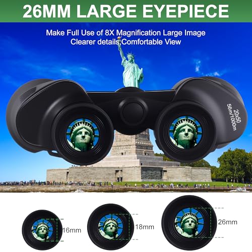 20 x 50 High Powered Binoculars for Adults, Large View Binocular Waterproof Compact Binoculars with Low Light Vision for Bird Watching Sightseeing Wildlife Watching Traveling Stargazing (Black)