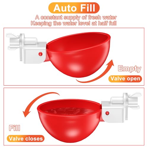 Chicken Waterer Cups, Automatic DIY Chicken Water Bowl 9 Pack | Chicken Flock Waterer Cups with 3/8'' Hole Saw for Bucket, Trough, Easy Install - size: 9 Pack