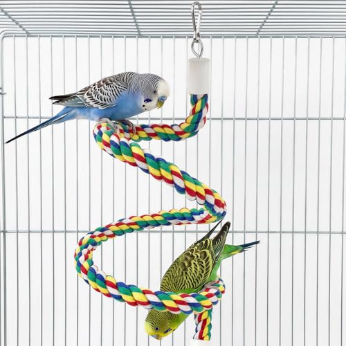 40" Bendable Cotton Bird Rope Perch Swing Set, Colorful Cage Accessories for Parrots Conures Cockatiels Lovebirds Budgerigars Parakeets