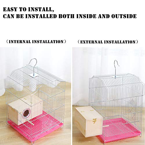 Pine Wood Parakeet Nest Box Bird House Budgie Breeding Mating Box for Lovebirds Cockatiel Parrotlets (S) - size: S
