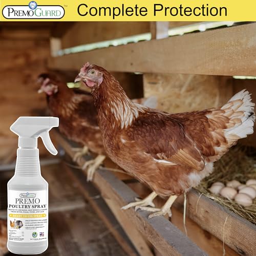 Premo Guard Natural Poultry Spray – Kills Scaly Leg Mites, Fleas, & Lice | Treats Chicken, Duck, Geese Pests, Spray Directly on Birds and Coops, Natural Plant Based Oils, Control & Prevention - size: 16 oz