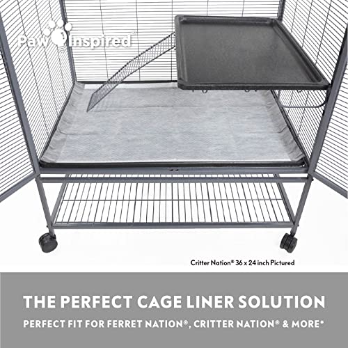 Paw Inspired Disposable Cage Liners, 34x24 Inch (Critter Nation), 12 Count | Bamboo Charcoal Odor Controlling, Super Absorbent Pads For Guinea Pigs, Ferrets, Rabbits, Hamsters, Small Animals - size: 34x24" (Critter Nation) -12 ct