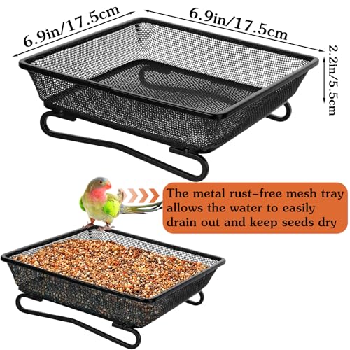 Ground Platform Bird Feeder Metal Seed Tray for Outside Garden Wild Bird Feeders with Drainage Holes Great Attracting for Birds and Squirrels, Wonderful Decoration for Backyard – Pack of 3